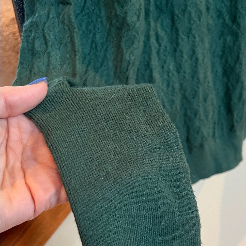 Treasure & Bond Forest Green Ruffled Mock Neck Sweater - Picture 5 of 10